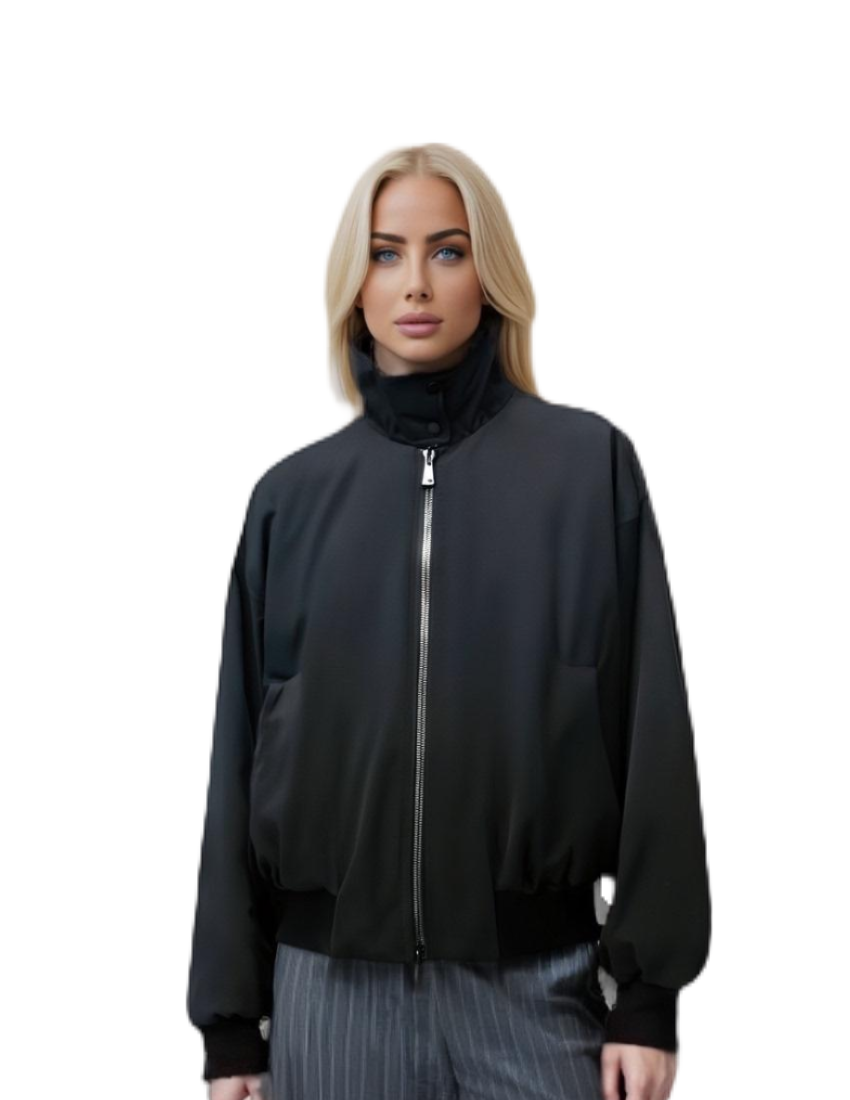 Stylish Jacquard Stand - Collar Women's Casual Jacket