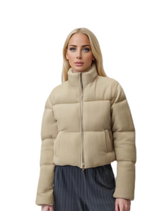 Stylish Knit Women's Cropped Down - like Puffer Coat
