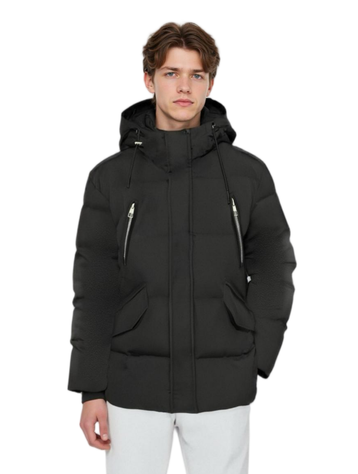 Functional Parka with Stand-Collar Hood & Invisible Snap Details