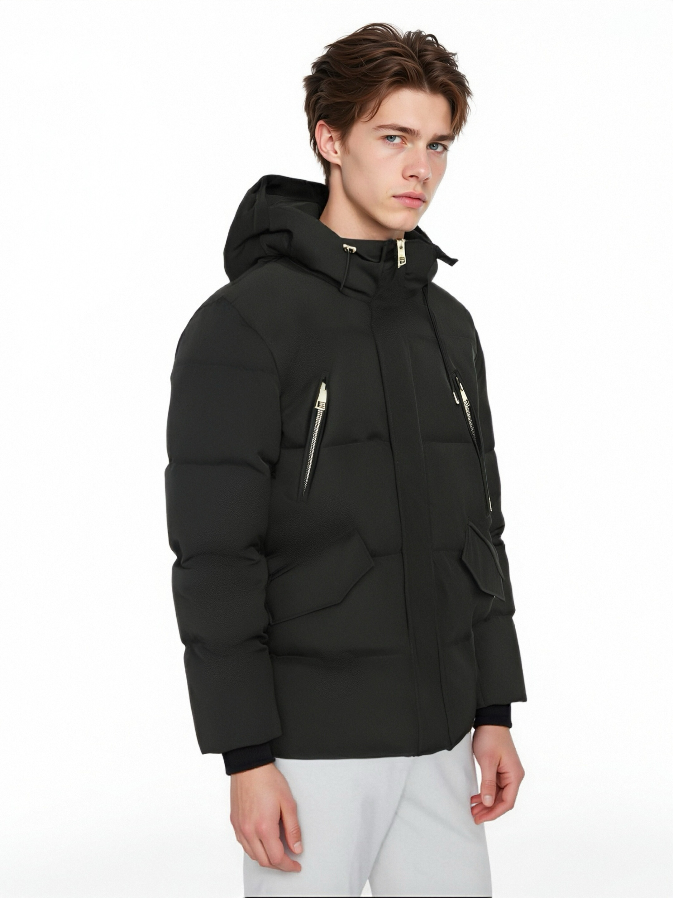 Functional Parka with Stand-Collar Hood & Invisible Snap Details