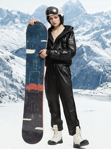 Fake PU & Fleece-Base Ski Suit with Invisible Hood 