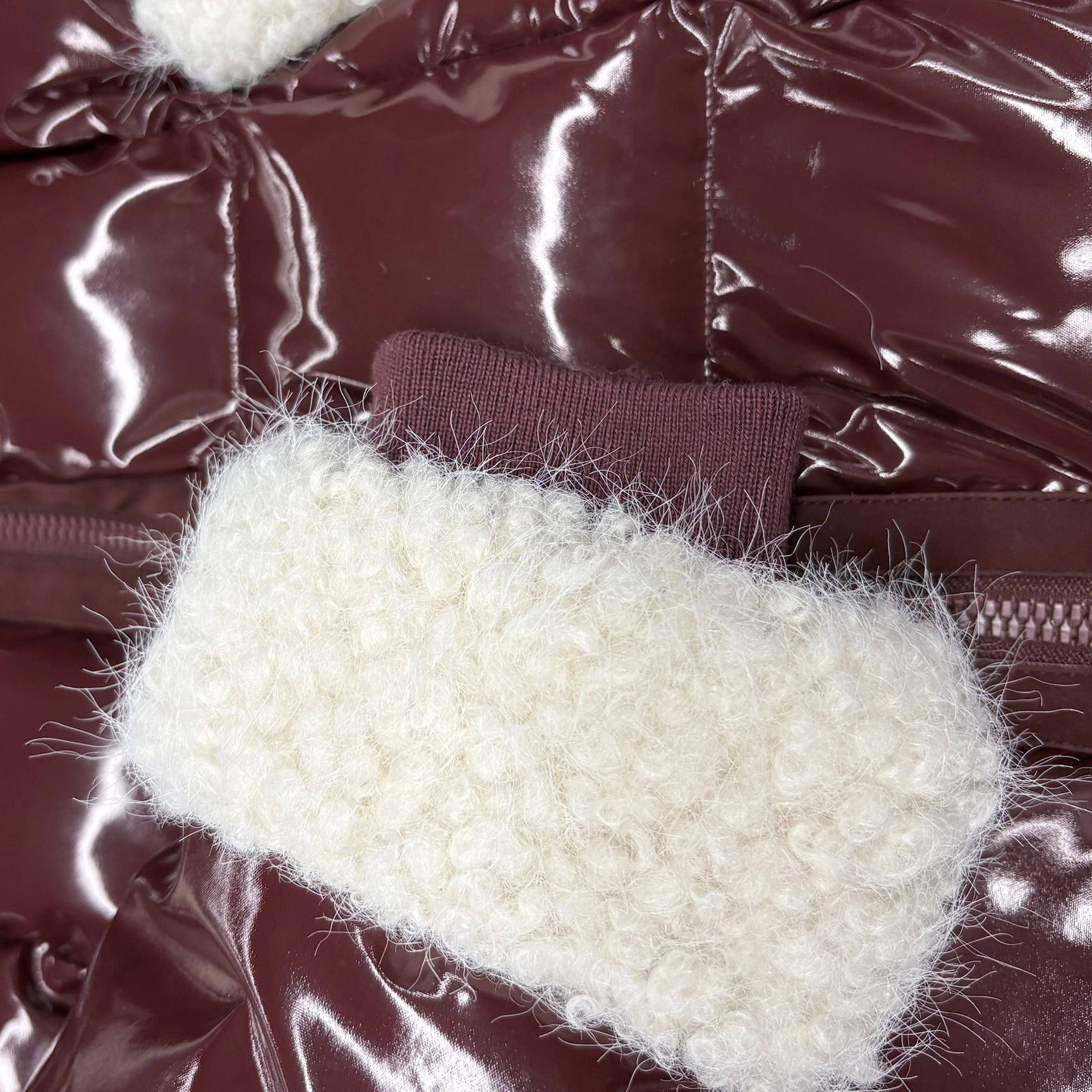 Short Puffer Coat with Fur - Lacquer Mix