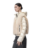 Fur & Lacquer Mixed Short Puffer Coat with Adjustable Hood