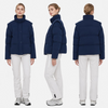 Women's Navy Blue Detachable-Sleeve Down Jacket: 2-in-1 Multi-Season Training Coat