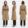Lacquer-Matte Long Trench Coat: Diamond-Quilted Back & Contrast Waist Belt