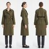 Long 2-in-1 Trench Coat – Detachable Bottom, Dropped Shoulders, Blazer Collar, Converts from Long Trench to Short Jacket