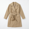 Women’s Convertible Long Trench Coat – Detachable Sleeve Water-Repellent Beige Trench Jacket