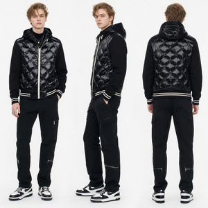 Men’s Lightweight Stylish Detachable - Hood Mixed - Fabric Jacket
