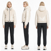 Women Cropped Hybrid Bunny Fur Shiny Puffer Jacket | Mixed Fabric Hooded Winter Coat