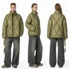 Women's Winter Stand - Collar Shoulder - Cutout Diamond - Quilted Mid - Length Down Jacket - Minimalist Commuting Style