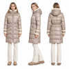 Matte-Lacquer Mixed Long Puffer Coat: Visible Snaps & Inner Elastic Waist