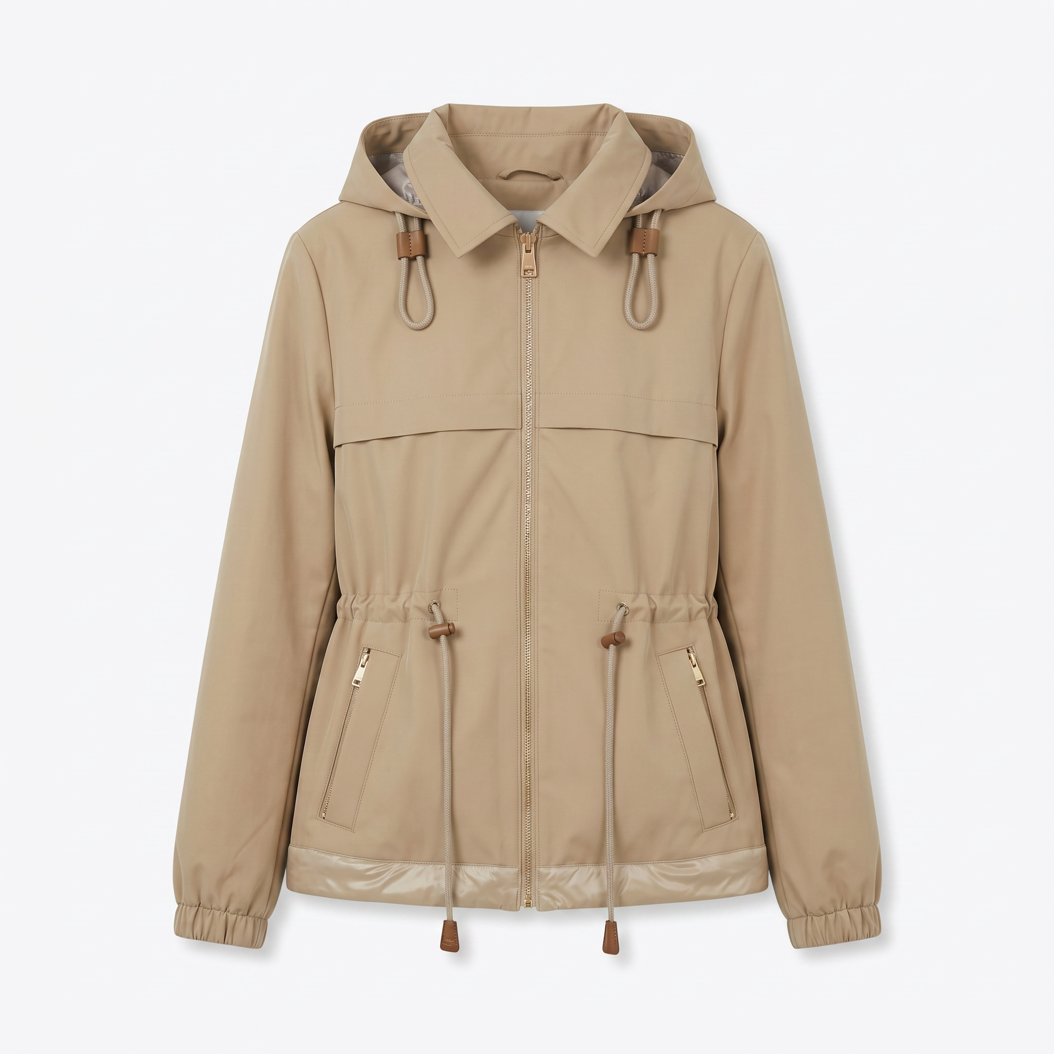 Women’s Detachable Hooded Cotton-Blend Twill Short Parka