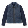 Parisian-Inspired Tweed-Knit Hybrid Jacket – Water-Repellent, Contrast Binding, Tailored Short Silhouette