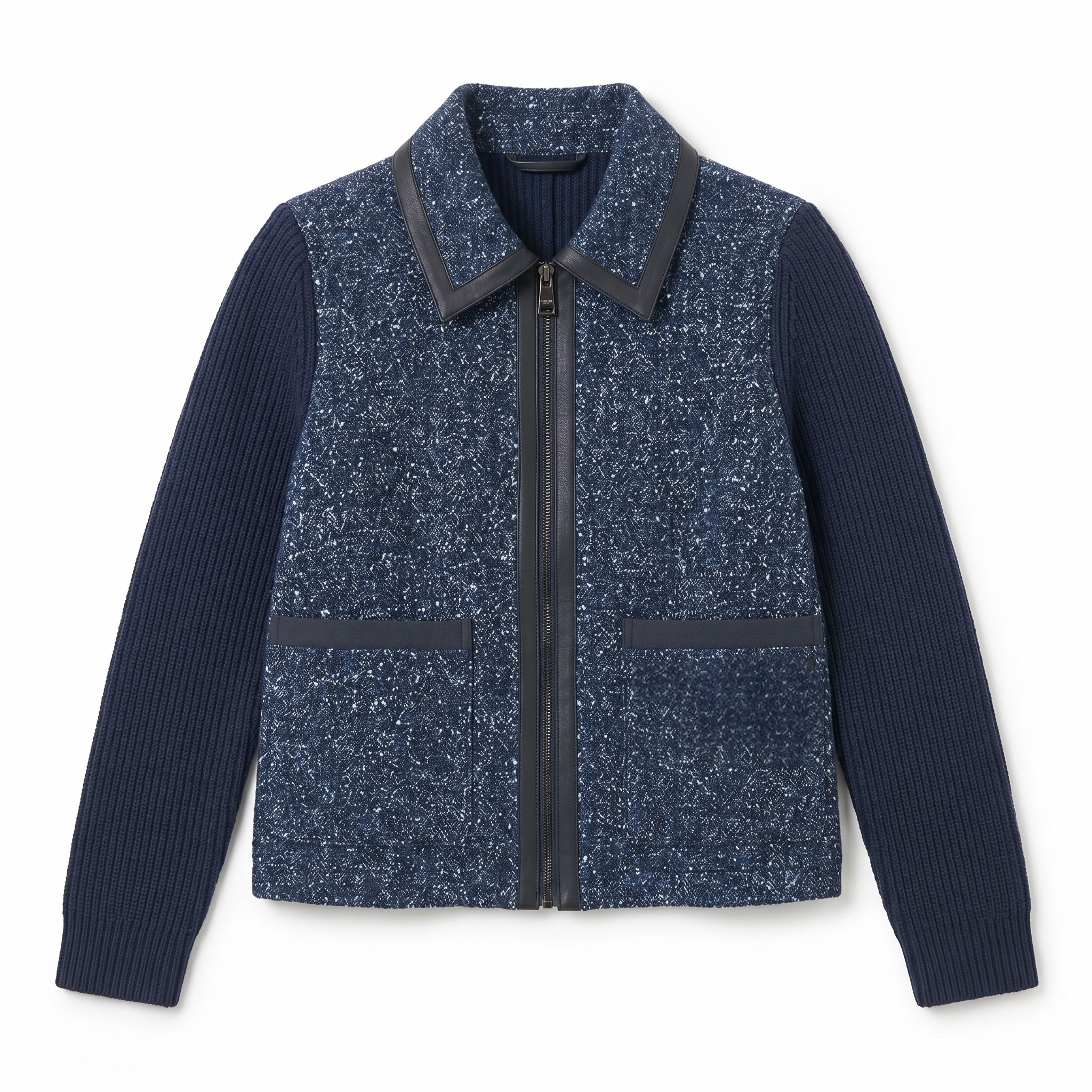 Parisian-Inspired Tweed-Knit Hybrid Jacket – Water-Repellent, Contrast Binding, Tailored Short Silhouette