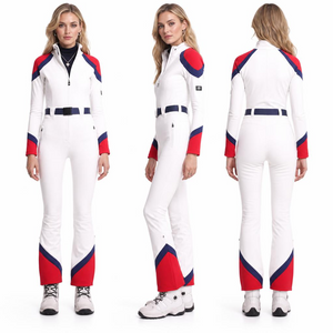 One-Piece Ski Suit for Women, Slim Fit Fleece-Lined Dual-Ski Single Board Ski Suit Set for Long Legs