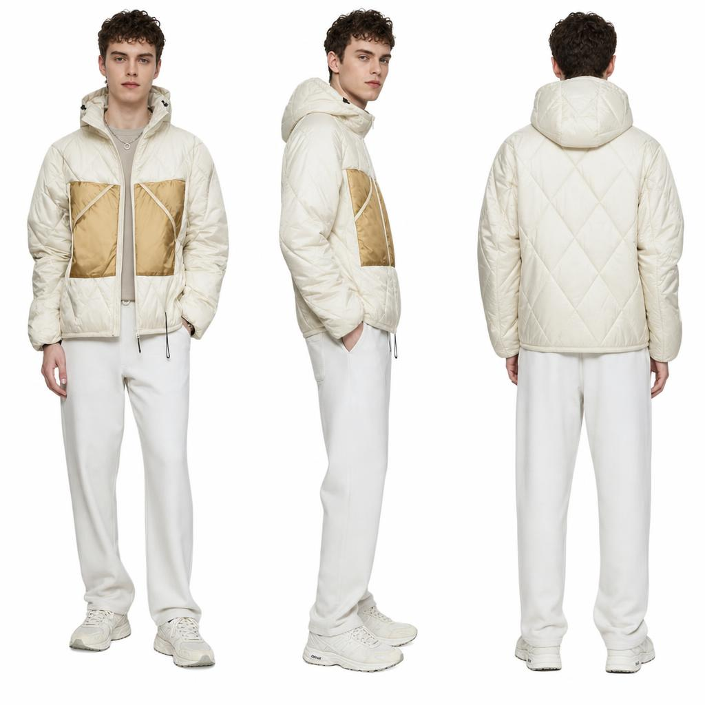 Ultra - Light Stylish Color - Blocked Men's Down - like Jacket