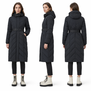 Women's Matte & Lacquer Mixed Long Puffer Coat