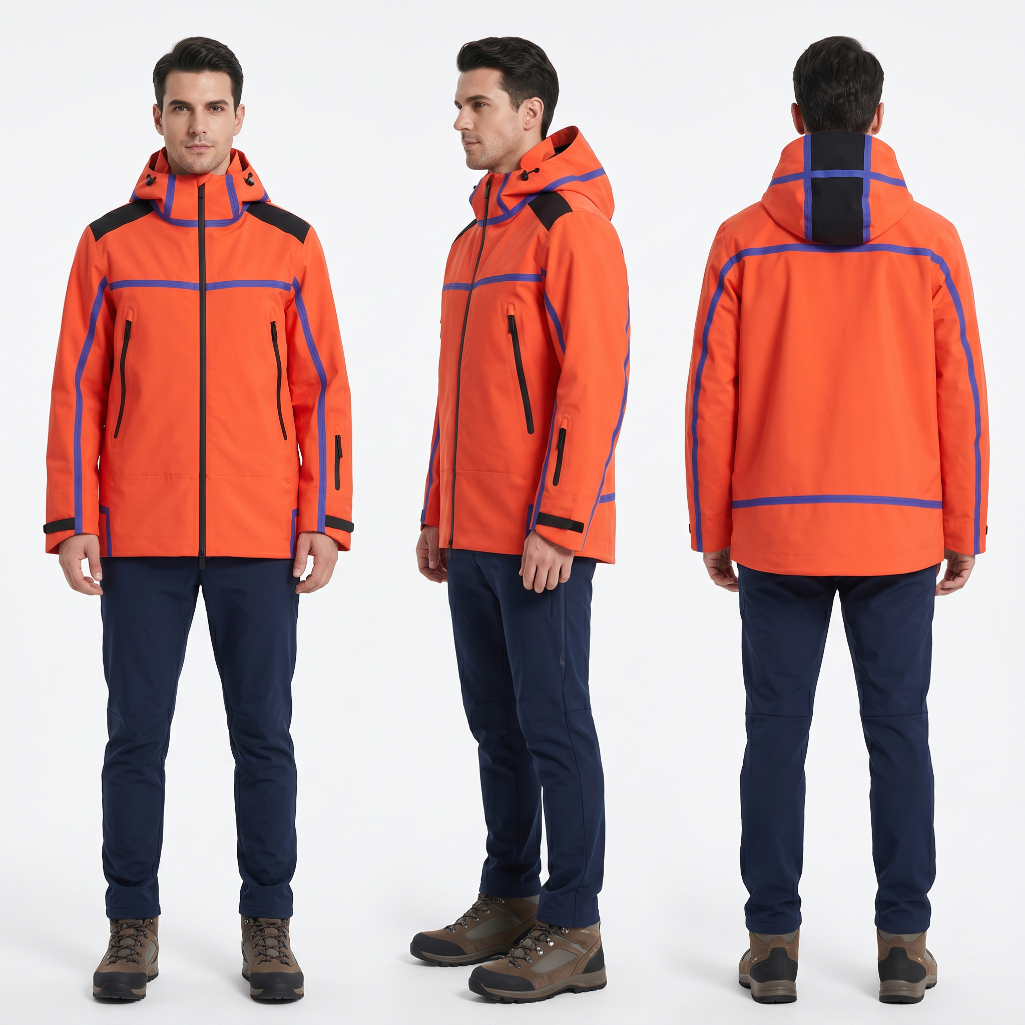 Men's 3-in-1 Waterproof Functional Jacket | High-Vis Contrast Shell