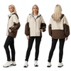 Beige & Dark Brown Color-Blocked Ultra-Light Waterproof Jacket: Women’s Hidden Hood & Elastic Waist