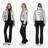 Women’s Metallic Ski Jacket – Waterproof Insulated Silver Snow Jacket for Winter Sports