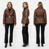 Detachable Bib Short Puffer Coat with Contrast Fabric 