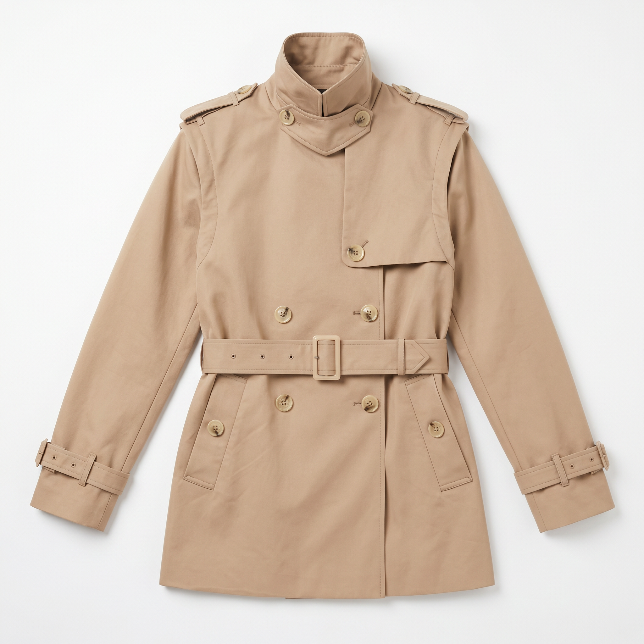 Unisex Mid Structure Trench Coat – Detachable Sleeves, Water Repellent, Lightweight Spring Jacket