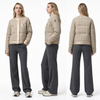 Beige Tweed-Pearled Nylon Patchwork Jacket: Women’s Hidden Studs & Light Horizontal Quilting