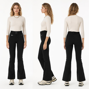 Women's High - Waisted Flared Waterproof Ski Pants - All - Day Outdoor Warm Functional Trousers
