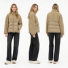Fleece & Lacquer Mixed Puffer Coat with Adjustable Hood 