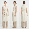 Long 3-in-1 Trench Coat – Dropped Shoulders, Blazer Collar, Color-Mixed Design for Business & Casual Layers