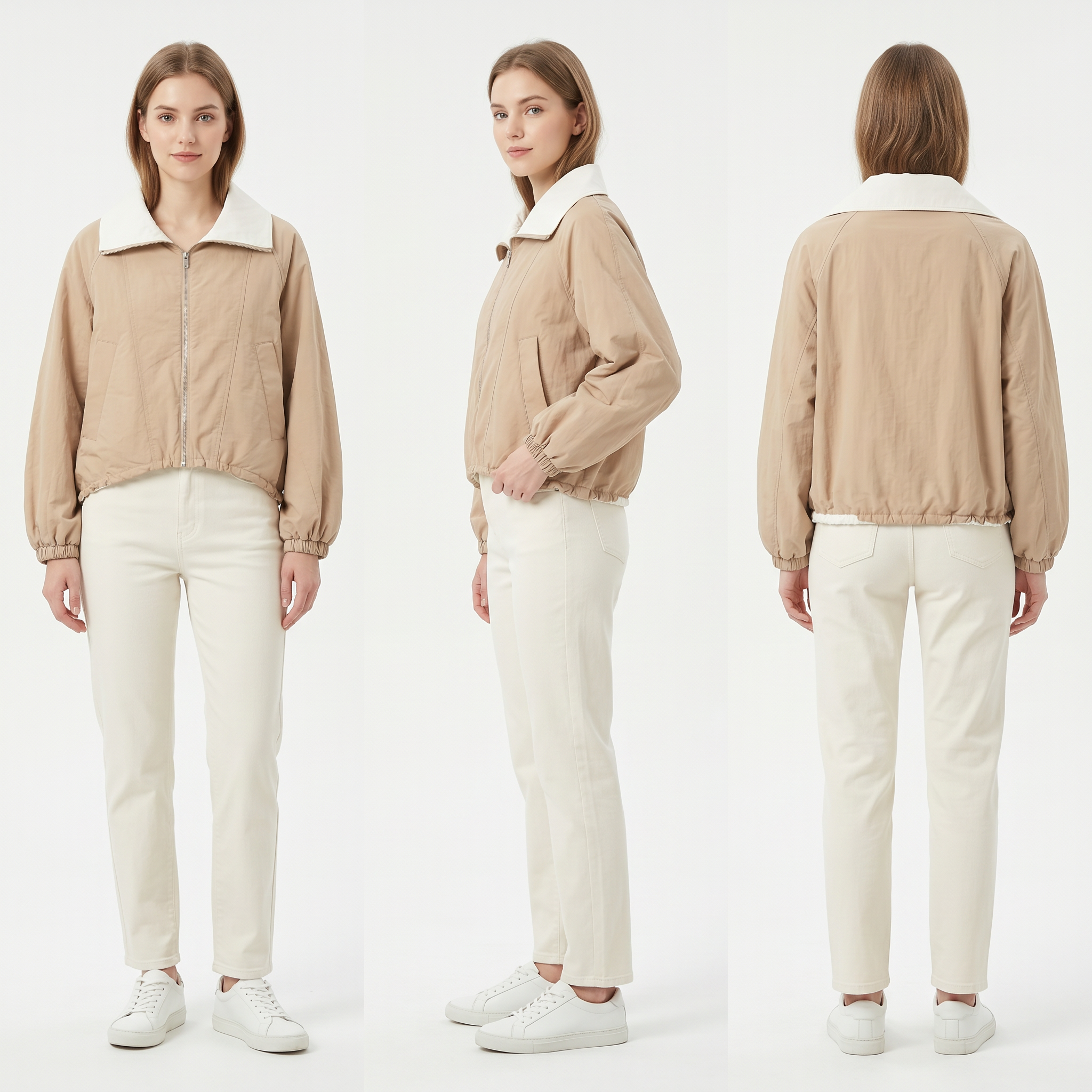 Reversible Lightweight Jacket – Two Distinct Looks, Funnel Neck, Raglan Sleeves, Water-Repellent Nylon, Padding-Free
