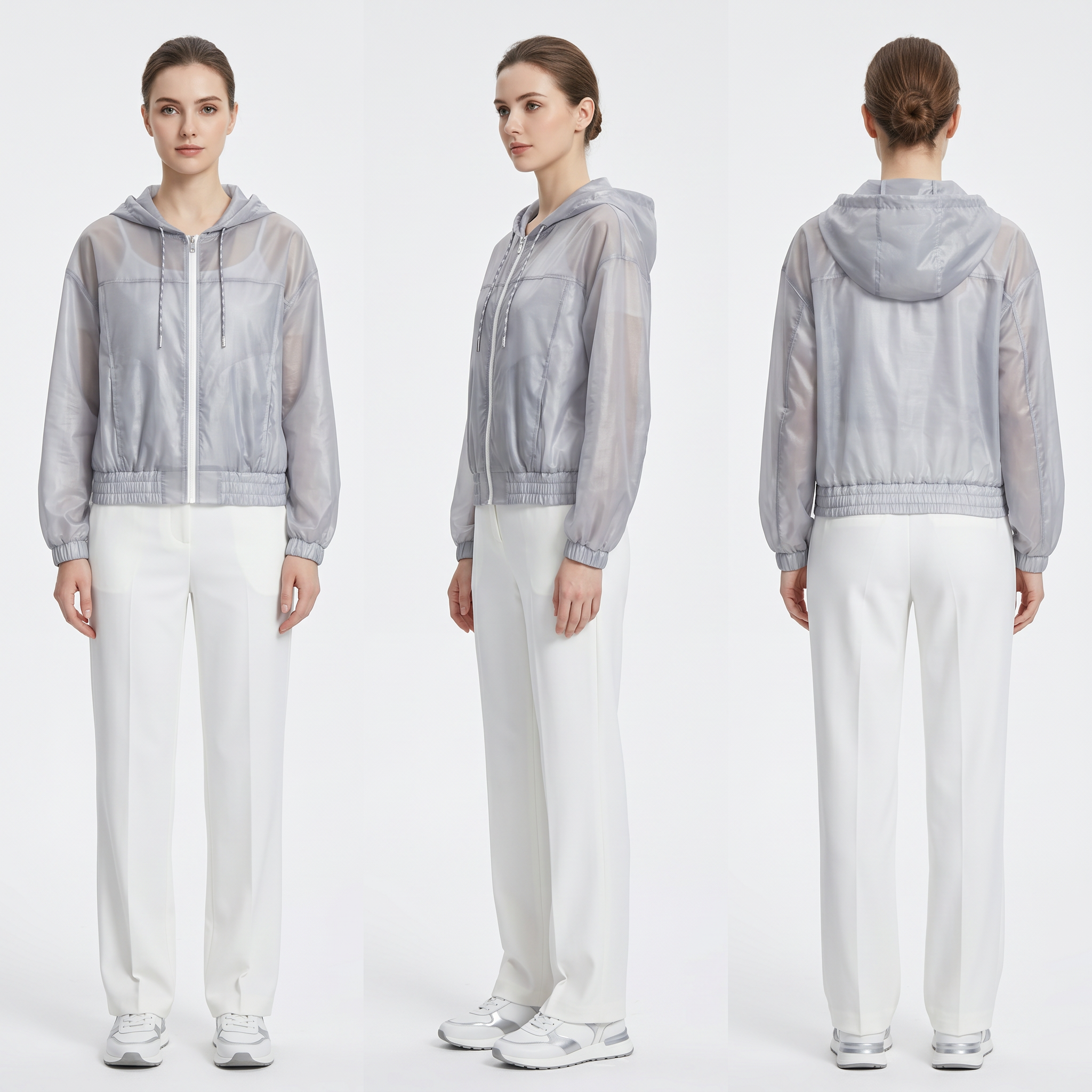 Women’s Sheer Transparent Hooded Windbreaker – Lightweight Water-Repellent, Boxy Relaxed Fit, Everyday Layering