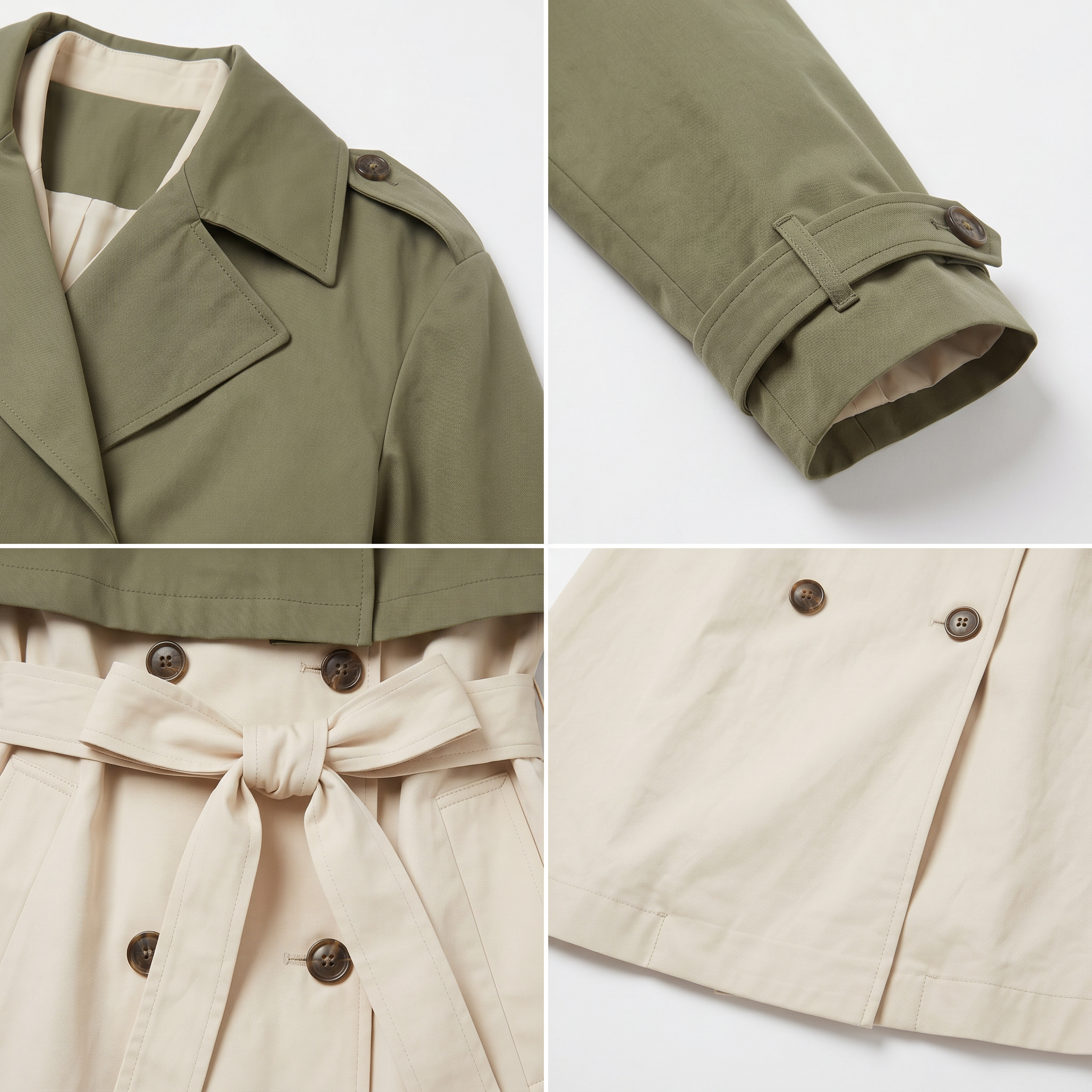 Long 3-in-1 Trench Coat – Dropped Shoulders, Blazer Collar, Color-Mixed Design for Business & Casual Layers