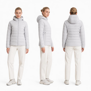 Women’s White Quilted Training Windproof Jacket: Cropped Hooded Down Blend