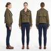 Women’s Cropped Trench Coat – Short Water-Repellent Utility Jacket in Khaki