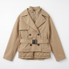 Women’s 2-in-1 Convertible Trench Coat – Removable Quilted Vest, Water-Repellent Twill, Belted Waist, Hooded