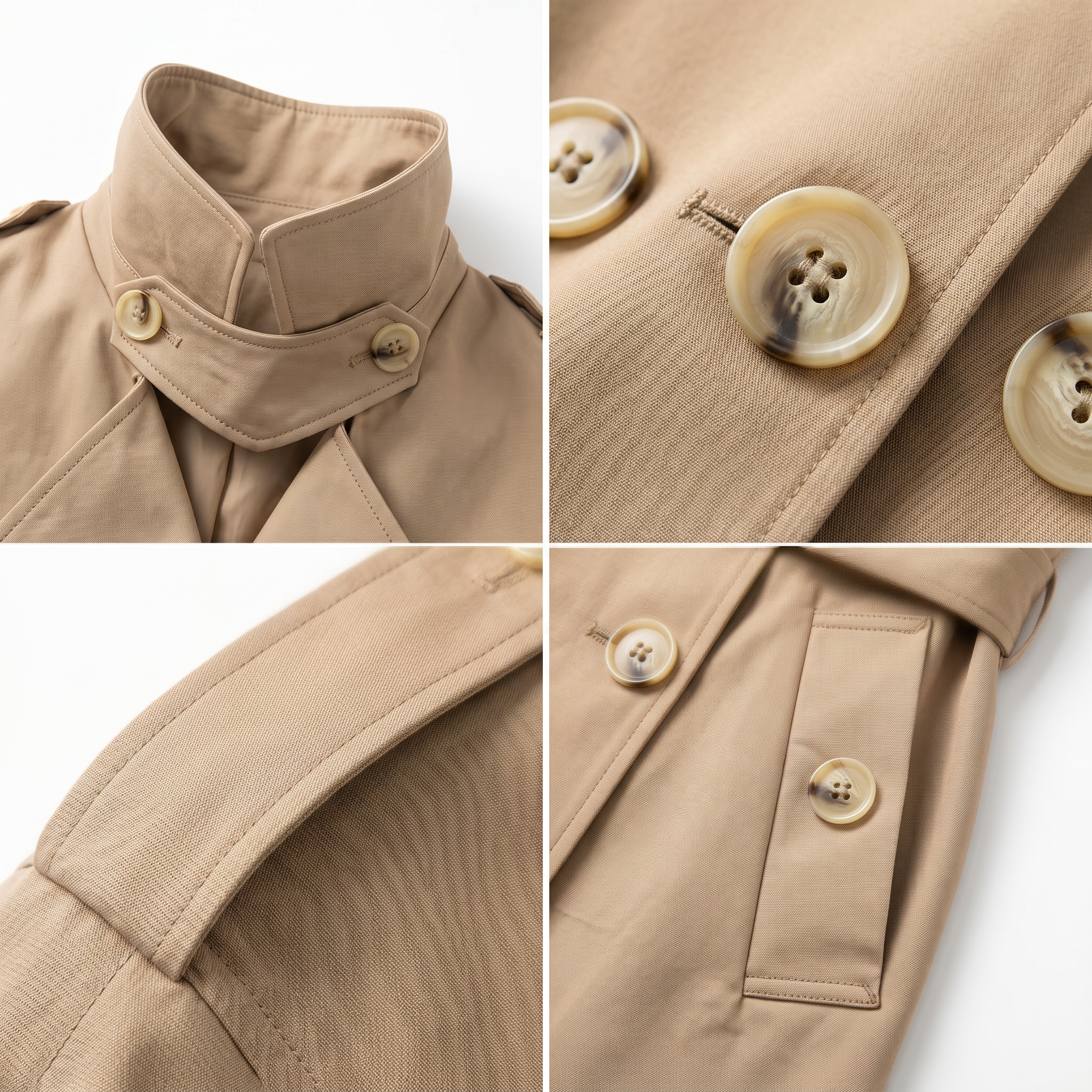 Unisex Mid Structure Trench Coat – Detachable Sleeves, Water Repellent, Lightweight Spring Jacket