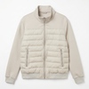 Men’s Spliced Light Padded Bomber Jacket – 3-Tier Mixed Fabric Water Repellent Transition Coat for Commute & Cycling