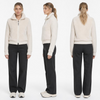 Off White Stand Collar Spliced Jacket | Rabbit Fleece & Rib Knit Cropped Layering Top