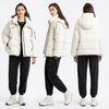 Women’s Cream - White Hooded Duck Down Jacket - Trendy Short - Style Winter Outerwear