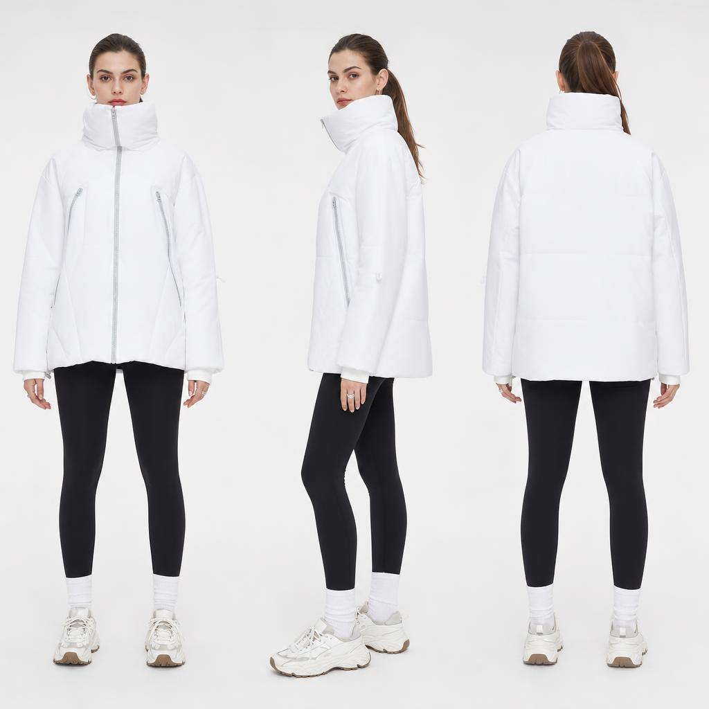 VersaWarm Women’s White Puffer Jacket – Weather-Proof Dobby Down Coat