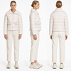 Women Cropped Light Puffer Jacket | Knit Wide Collar Off White Winter Coat