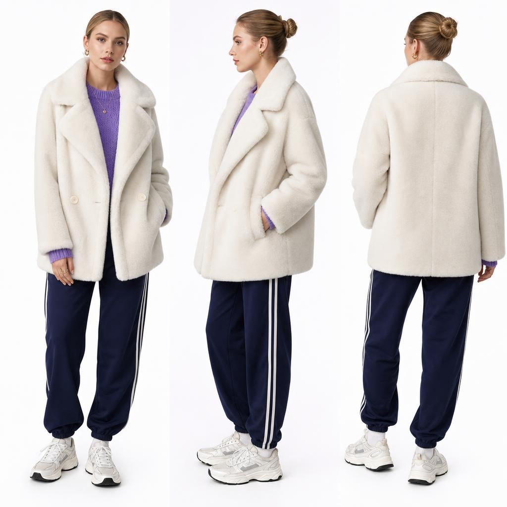 Strukturierter Wollmantel, Vintage-Chic-Slim-Fit-Wolloberbekleidung, Winter-Damen-Pendleroberteil
