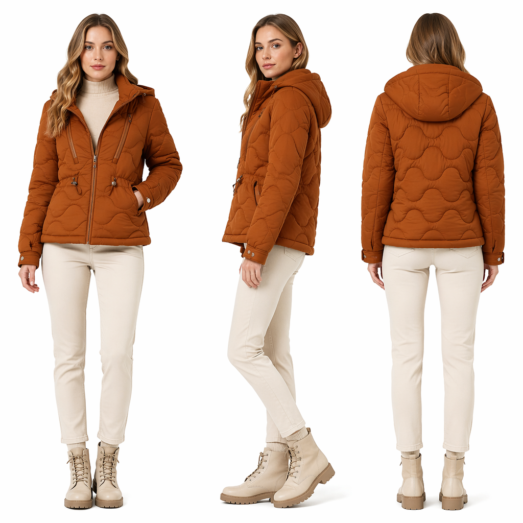  Women's Cropped Lightweight Coat | Matte Nylon, Curved Quilting