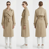 Women’s Convertible Long Trench Coat – Detachable Sleeve Water-Repellent Beige Trench Jacket