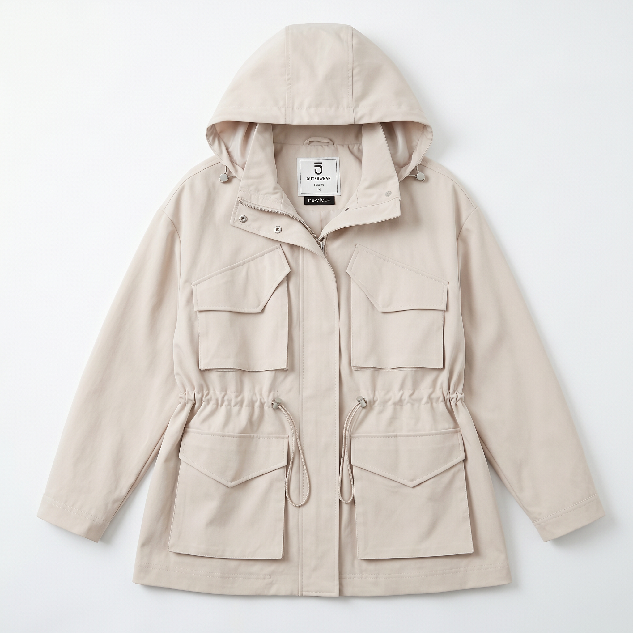 Fitted Safari Jacket – Tailored Silhouette with Suppressed Waist, Shirt Collar, Flap Pockets, Wrinkle-Resistant Polyester, Lightweight