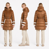 Caramel Brown Mid-Length Belted Padded Coat