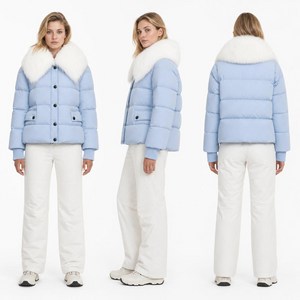 Wide White Faux Fur Big Collar Winter Coat
