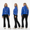 Metallic Dazzling Blue Ski Jacket: 10K Waterproof & Snow Gaiters