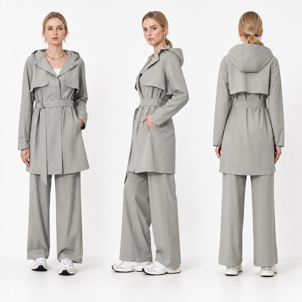 Casaco imperme&aacute;vel feminino elegante e longo
